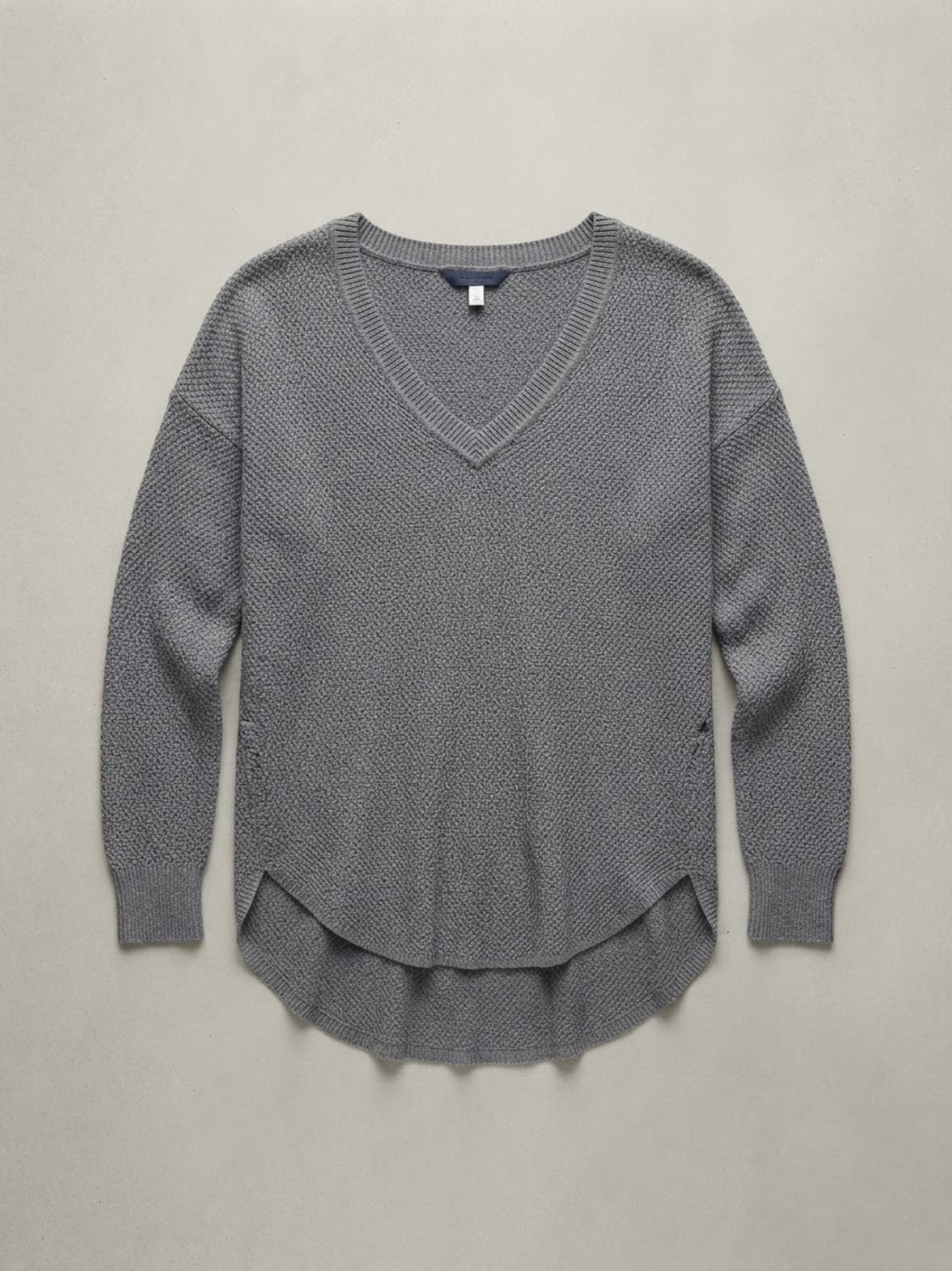 Wilfred Aritzia Blue Gray Silk Cashmere V-Neck High Low Hem Sweater Size S